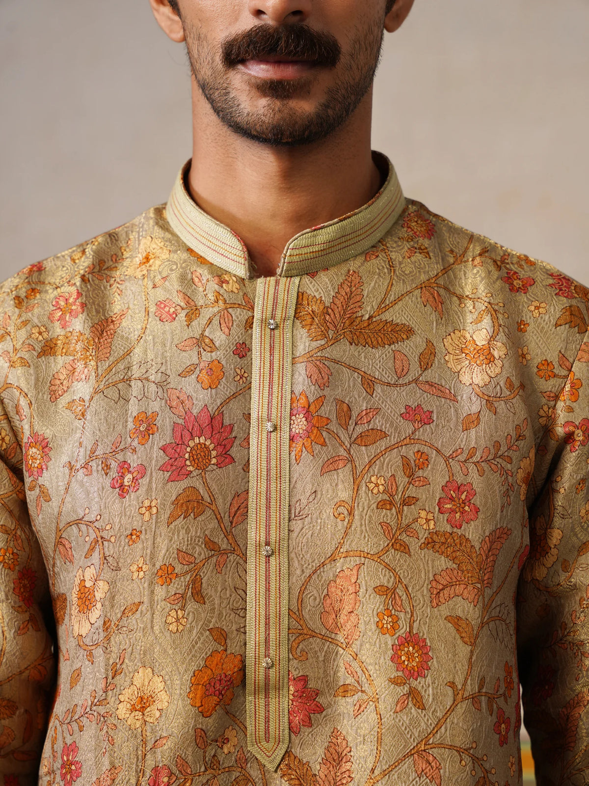 Sage Green Banarasi Silk Kurta with Pyjama Set