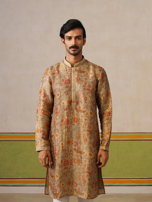 Sage Green Banarasi Silk Kurta with Pyjama Set