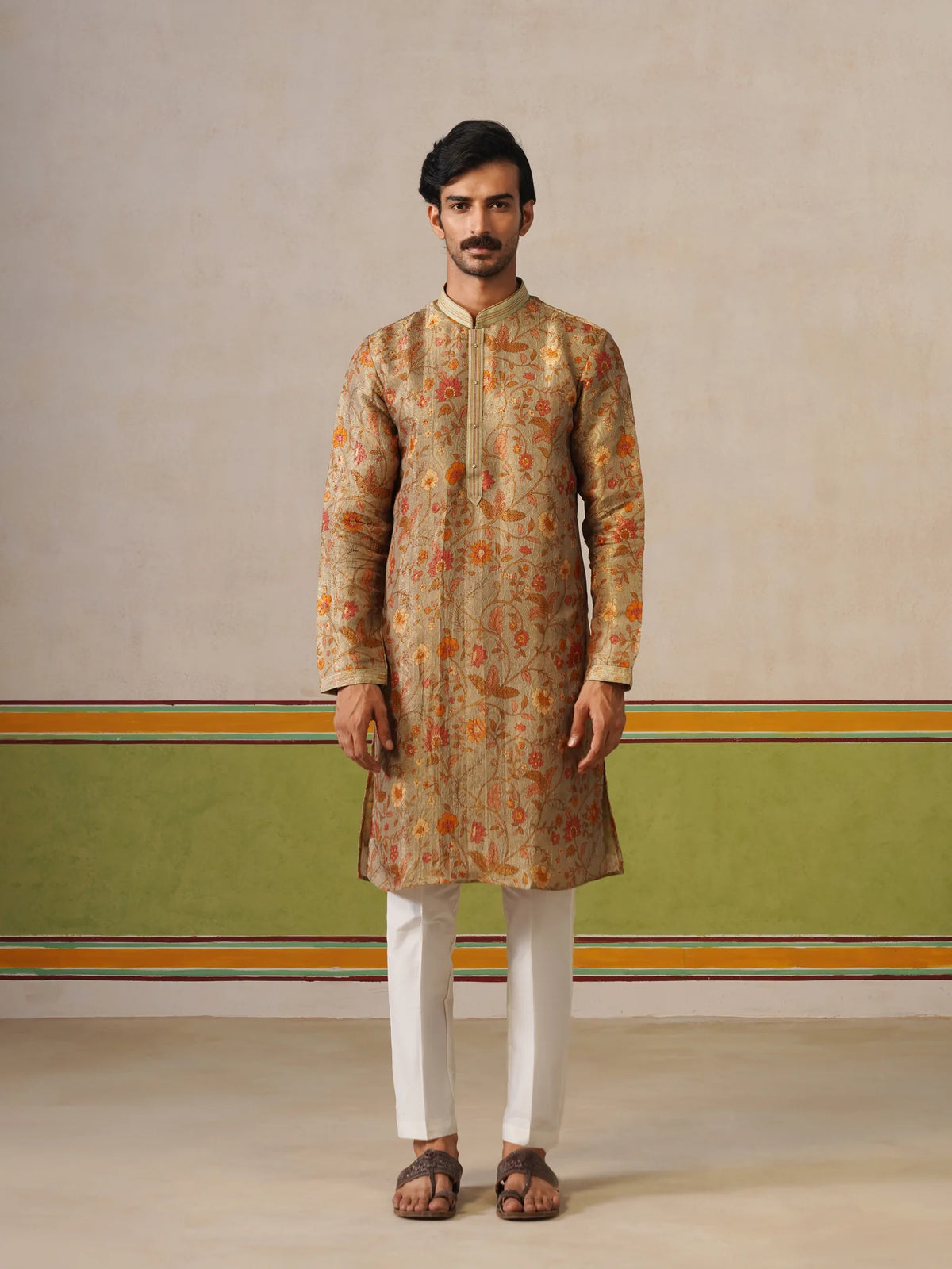 Sage Green Banarasi Silk Kurta with Pyjama Set
