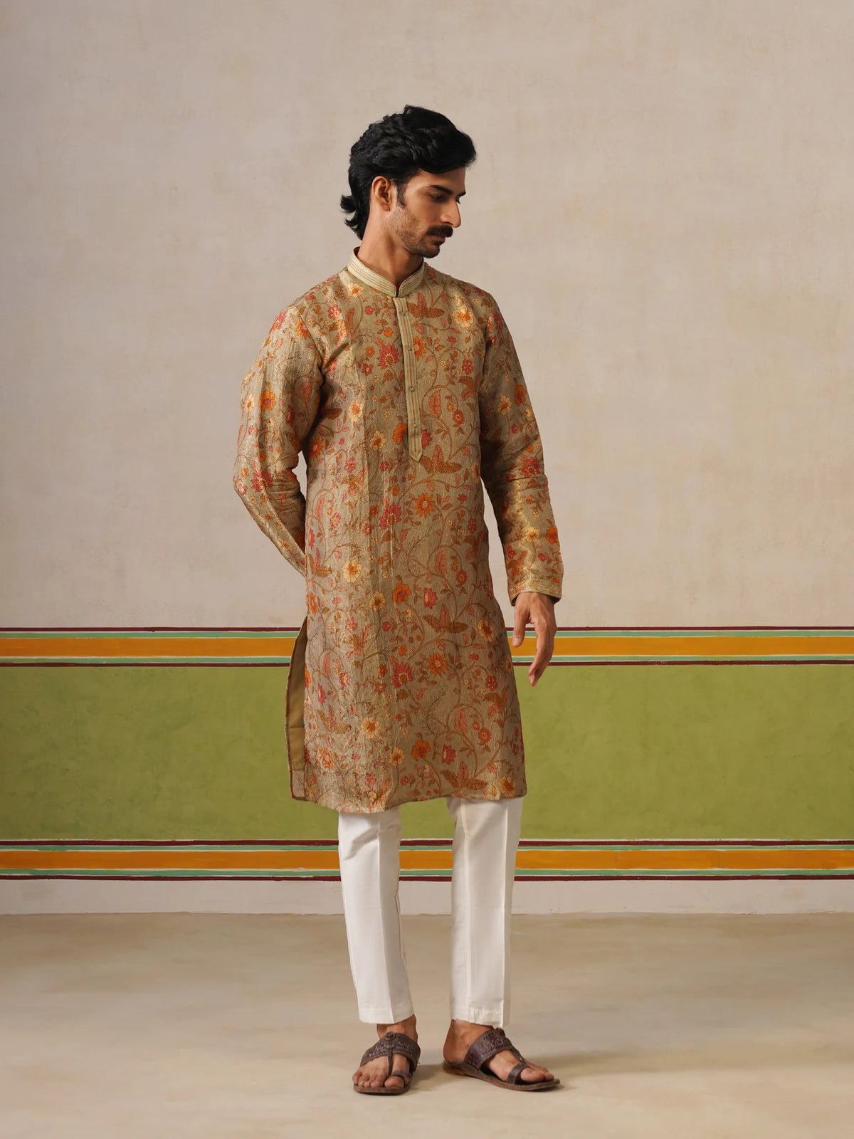 Sage Green Banarasi Silk Kurta with Pyjama Set