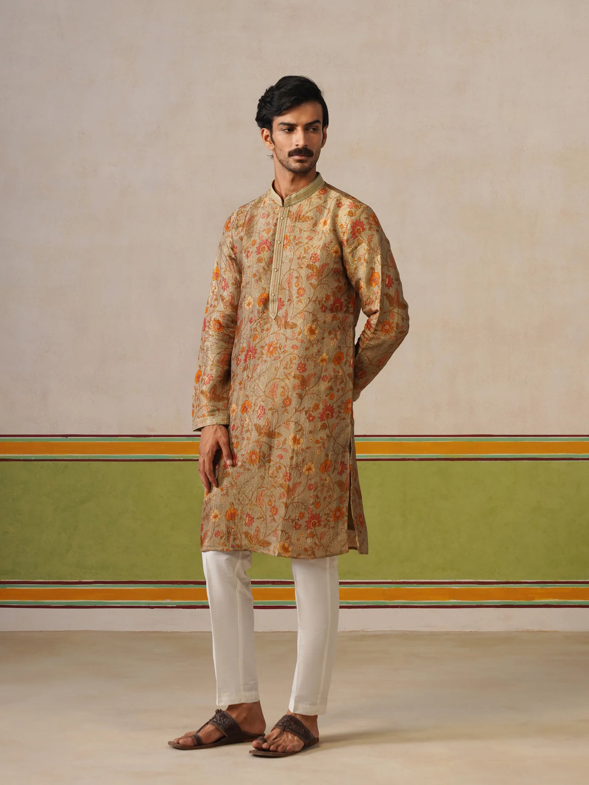 Sage Green Banarasi Silk Kurta with Pyjama Set