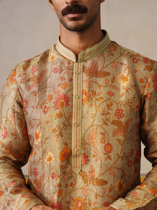 Sage Green Banarasi Silk Kurta with Pyjama Set