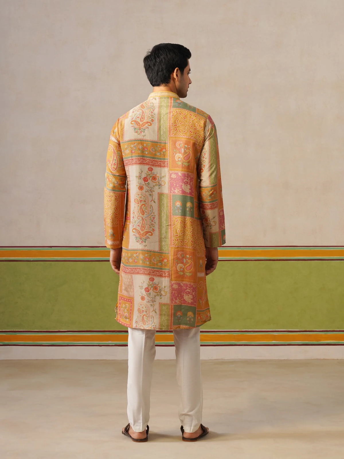 Multi Printed Tissue Silk Kurta Pant Set