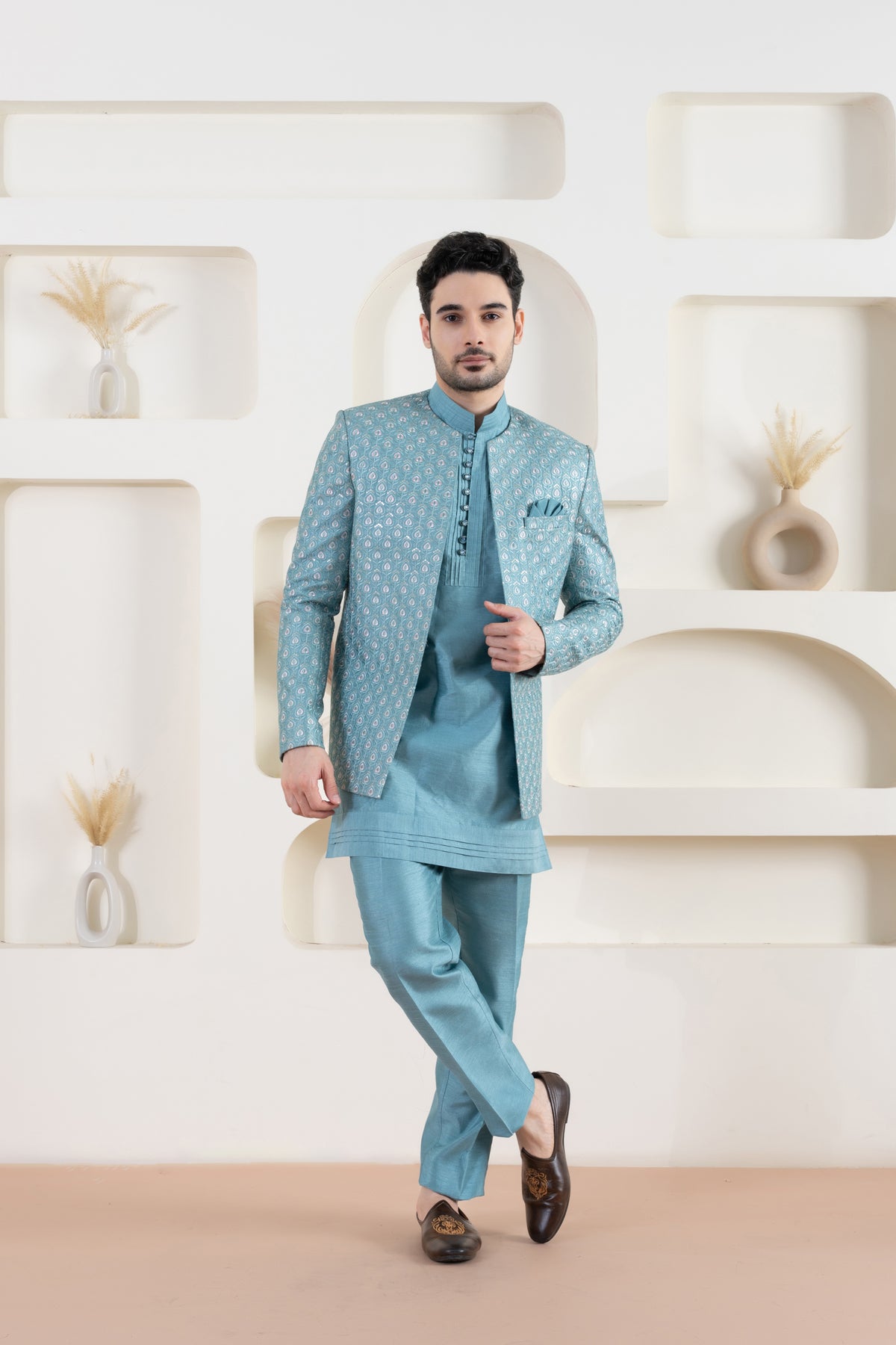 Sea Green Indo Western Set