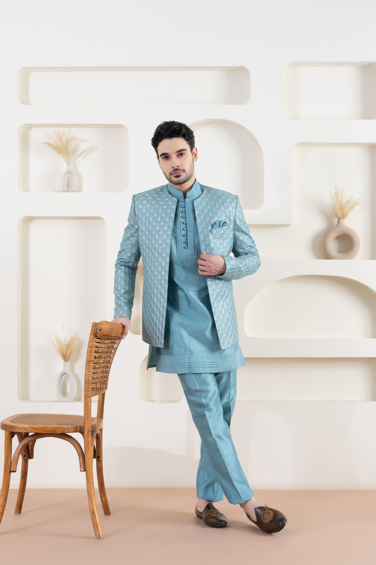Sea Green Indo Western Set
